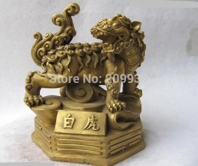 

huij 006322 Chinese Ancient Myth Copper Brass Feng shui Lucky God Beast White Tiger Statue (A0314)