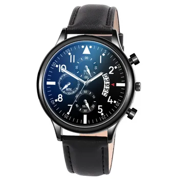 

SALE Minimalist GENEVA Men watch Fashion Retro Design Leather Band date Military Analog Alloy Quartz Wrist Watch orologio clock A3