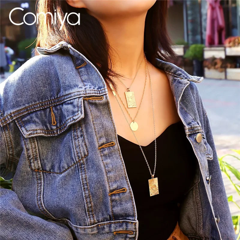 

Comiya Indian Necklaces For Women Gold Color Zinc Alloy Three Layers Steampunk Fashion Long Pendant Necklace Aliexpress