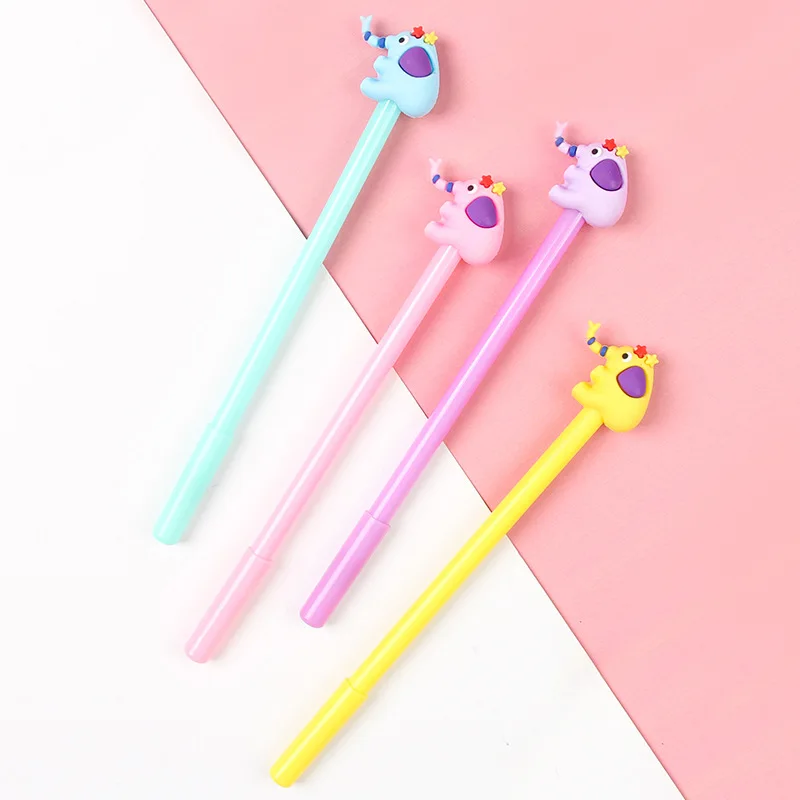 

36 Pcs/Lot Cartoon Color Elephant Gel Pen 0.5mm Ballpen Black Pens Stationery Office School Supplies Material Escolar