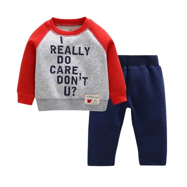 2Pcs Newborn Baby boys Clothes Set Boys Sports Set Pure Long Sleeved Tops + Pants Outfits Kids