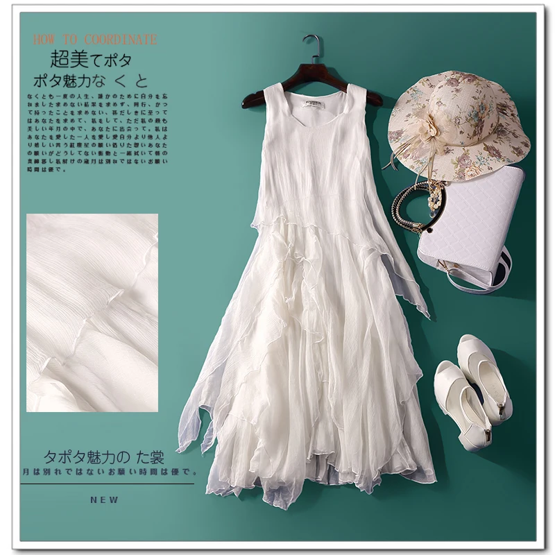 Элегантное Белое платье миди для женщин s Летний стиль асимметричное платье из натурального шелка Женское богемное пляжное платье для праздника