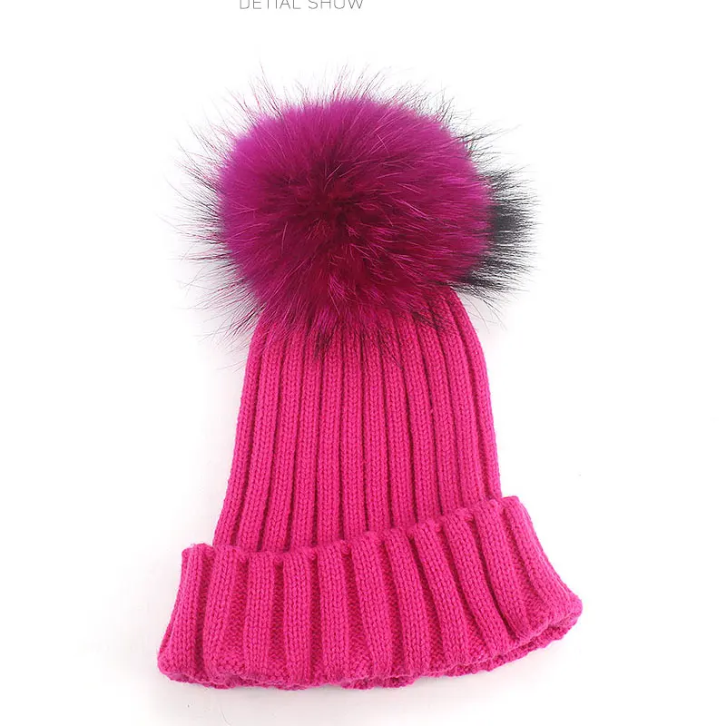 Colorful Color Raccoon Fur Pompoms Needle Fur Pompon For Knitted Hat Cap Beanies Scarves Bags Shoes Real Fur Pom Poms With Pin