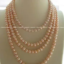 8- 9 мм пресной воды жемчужно-розовом круглый ожерелье 7"