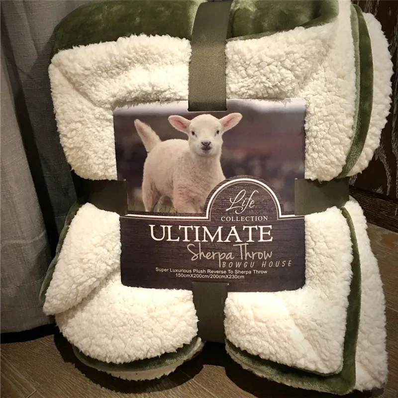 

Fashionable Dark Green Pure Lamb Velvet Warm Thick Throw Blanket Coverlet Reversible Fuzzy Microfiber All Season For Bed Or Coch