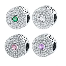 Auténtica Plata de Ley 925 De Plata Abstracto Del Encanto Con Clear Cubic Zirconia Fit Pandora Original Pulsera Del Encanto Del Grano de La Joyería