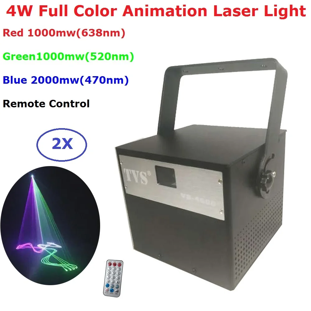 

2Pcs/Lot Animation Laser Lights High Power 4W RGB 3IN1 Laser Projector Lighting DMX512/Remote Control Stage Disco Effect Lights