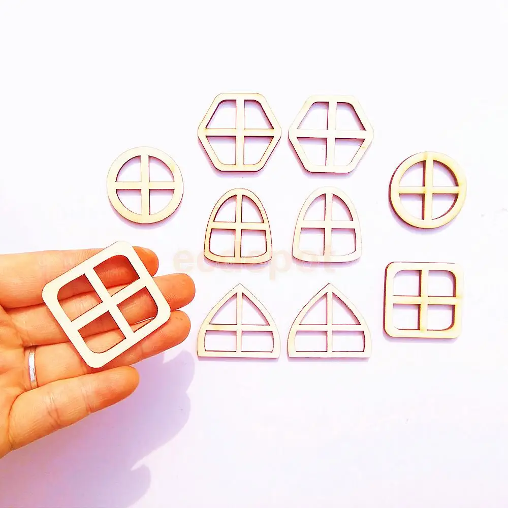 MagiDeal 20pcs Natural Wooden Fairy Windows DIY Craft Scrapbook Handmade Party & Holiday DIY Decorations