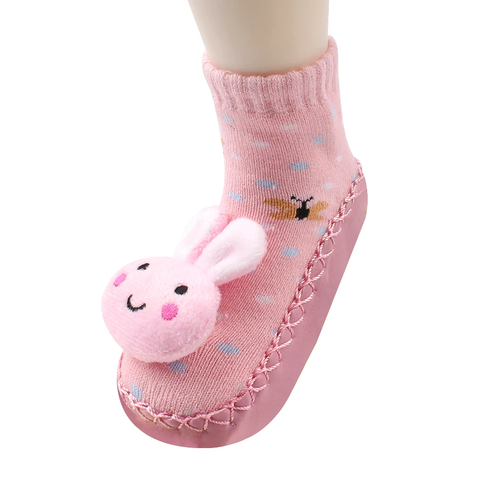 Cartoon Rabbit Baby Socks For Girls Leather Anti Slip Baby Girl Sock