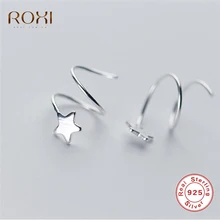 ROXI, настоящее 925 пробы, серебряные серьги для женщин, звезда, твист, спиральный гвоздик, серьги, Геометрическая Серьга, ювелирное изделие, Букле д 'Орель, femme