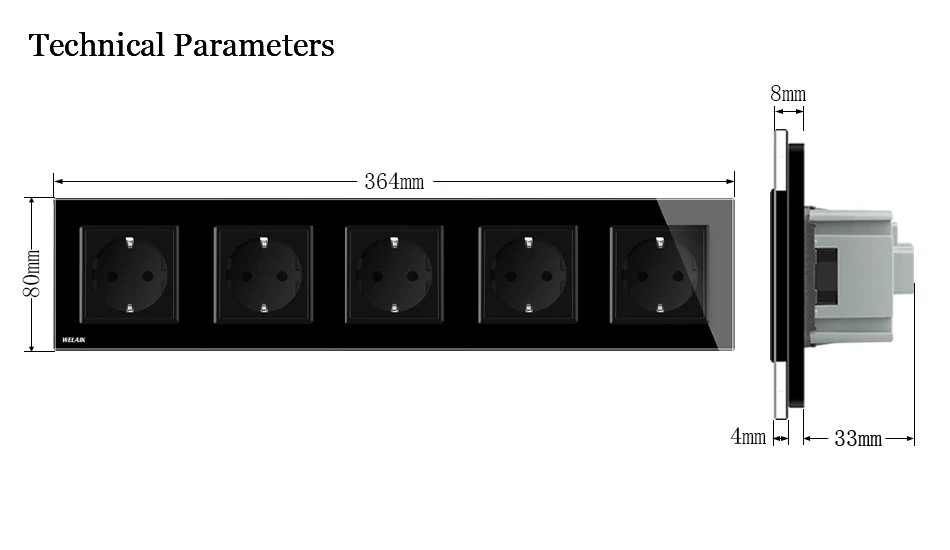 Welaik Стекло Панель стены разъем розетка Белый Черный Европейский Стандартный Мощность разъем AC110~ 250 В a38e8e8ew/b