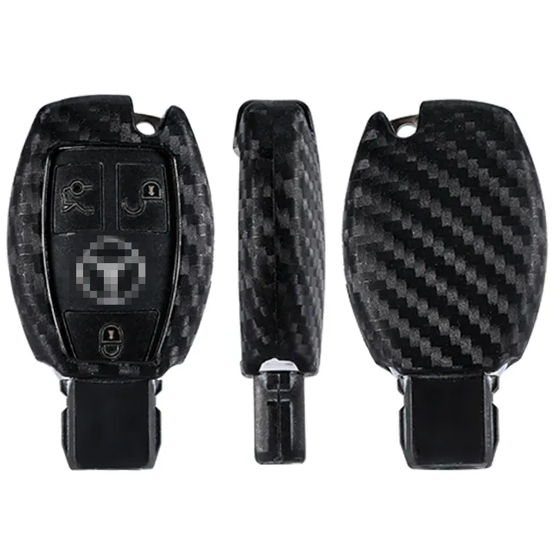 1pcs Carbon Fiber Pattern Silicone Car Key Case Cover For Mercedes-Benz C E S M CLS CLK GLK GL Class Keychain Accessories | Автомобили и