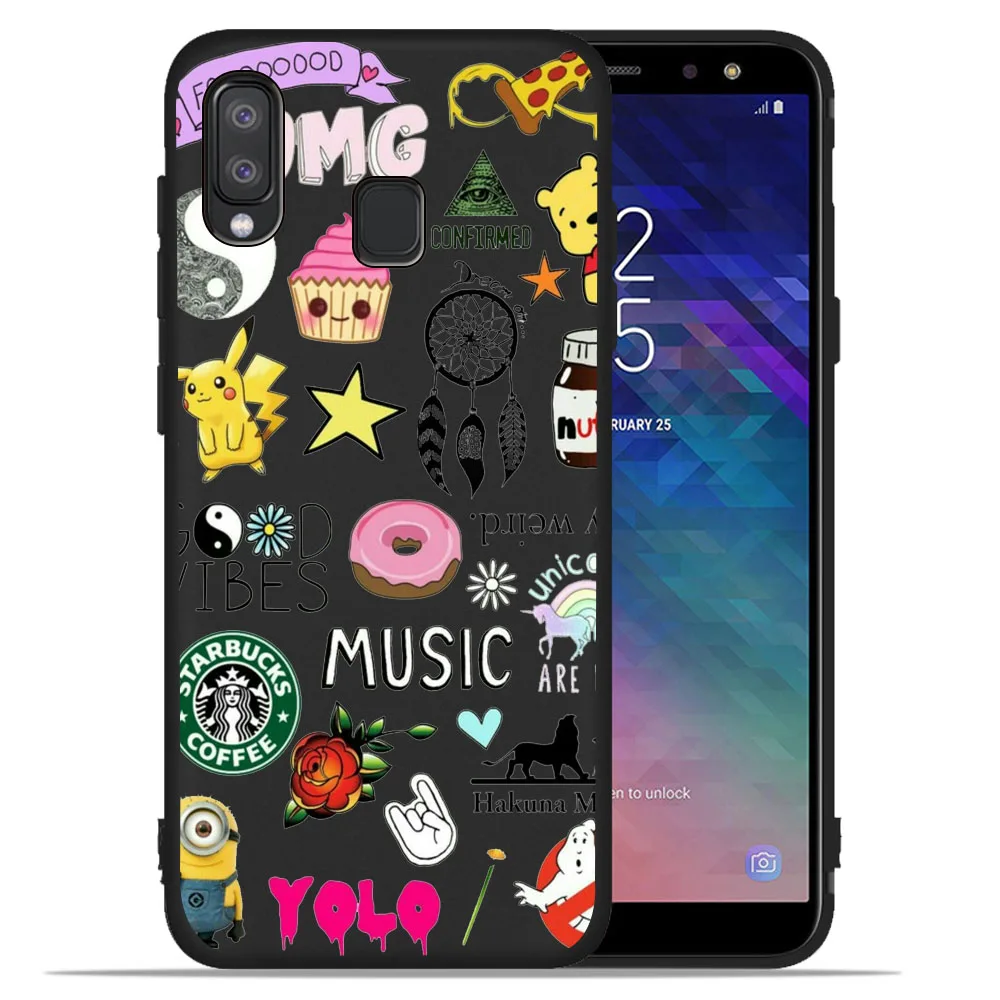 Черный ТПУ чехол для Samsung Galaxy A6 A8 Plus 2018 A10 A20 A30 A40 A50 A70 A320 A520 A720 A7 A9 Coque Etui панда Хаски