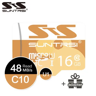 16g and adapter Suntrsi Microsd 64 ГБ 32 ГБ класс 10 C10 высокоскоростная карта памяти костюм для телефонов камеры Micro SD 16 ГБ 8 ГБ оригинальная посылка - Емкость: 16g and adapter