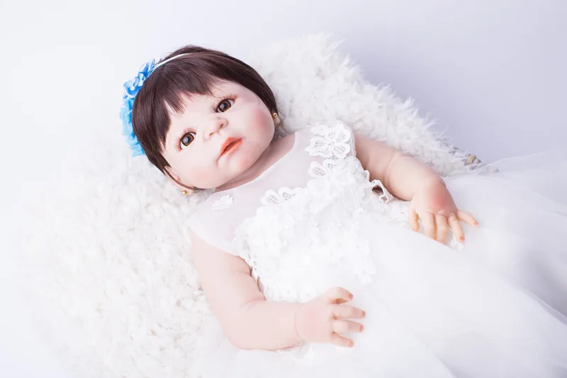 22 &quotполностью силиконовые Bebe Reborn Girl Lifelike 55 см виниловые серьги гвоздики для