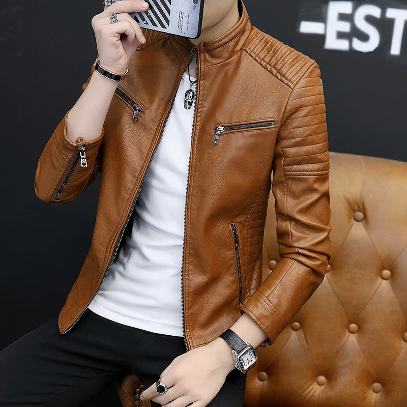 

COCO new 2018 male PU leather baseball leisure fashion leather jacket