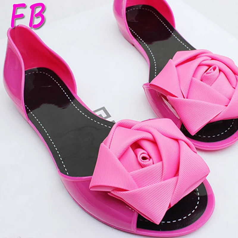 

2019 Hot Sale Summer Beach Plasticthe Roses Jelly Sandal Flat Jelly Shoes Waterproof Peep-Toe Platform Sandals