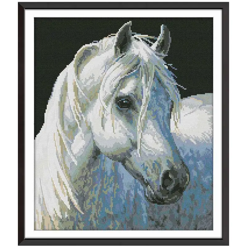 

White horse animal painting counted printed on the canvas DMC 11CT 14CT DIY kits Chinese Cross Stitch embroidery needlework Sets