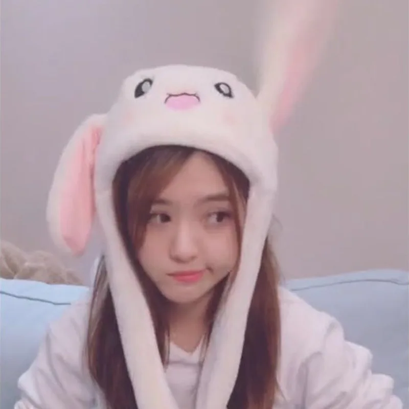 

Moving Hat Rabbit Ears Plush Sweet Cute Airbag Plush Moving Rabbit Hand Pinching Move Vertical Ears Cap Kids Women Party Hats