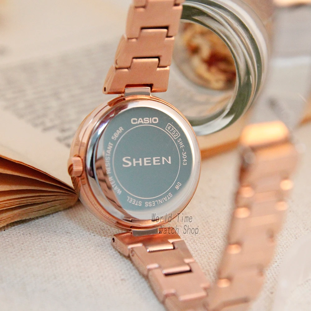 Часы Casio SHEEN женские часы Swarovski Crystal топ класса люкс комплект 50м Водонепроницаемые