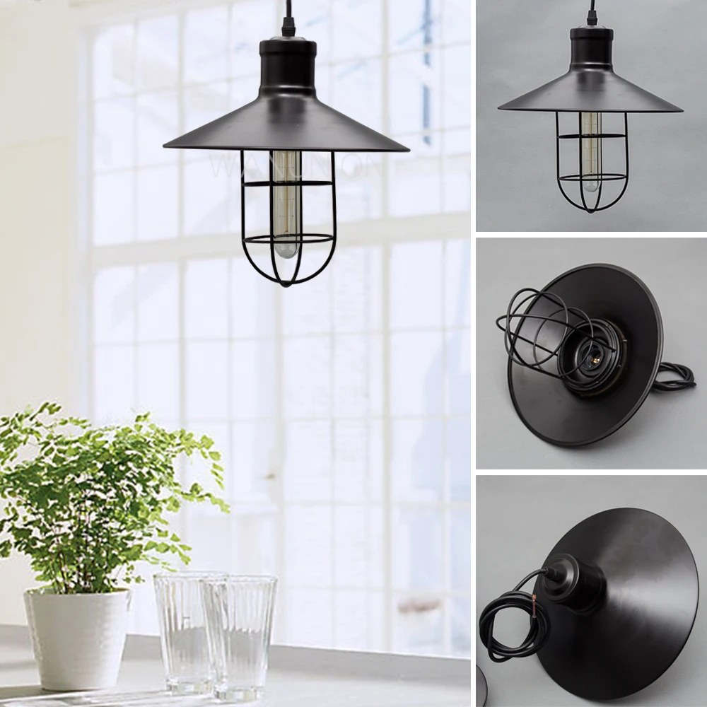 

Vintage Retro Iron Edison Lampshade Ceiling Light Fitting Lamp Guard Wire Cage Bar Cafes Decor Lamp Cover Lamp Base 270x300mm