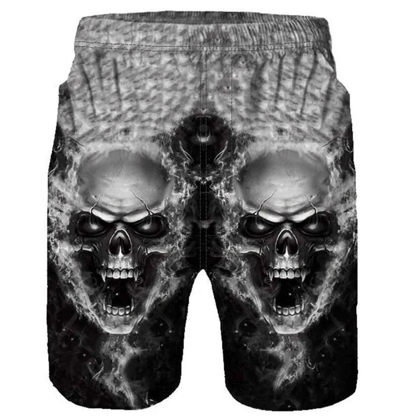 

Skull 3D Print Board Shorts Beach Summer Men Hip Hop Breathable Quick Dry Sportswear Surfing Trunks Swimwear Sunbath Short Pants