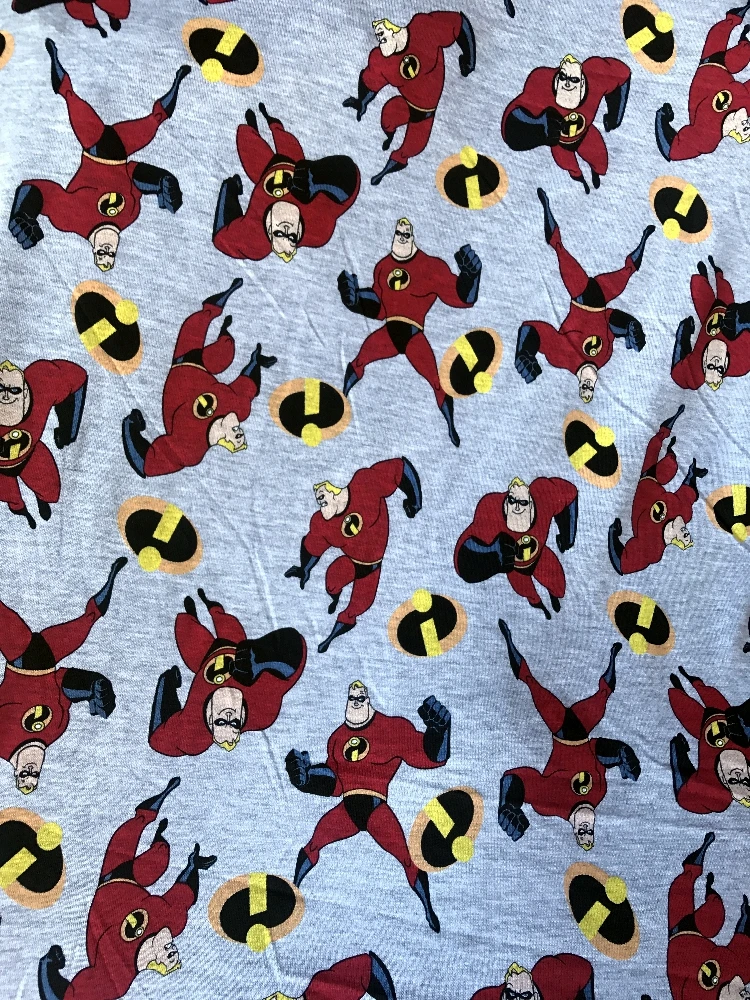 

Cartoon The Incredibles Knitted Cotton Fabric Patchwork Sewing Baby Clothes Pajamas T Shirt Handmade DIY Textile Gift