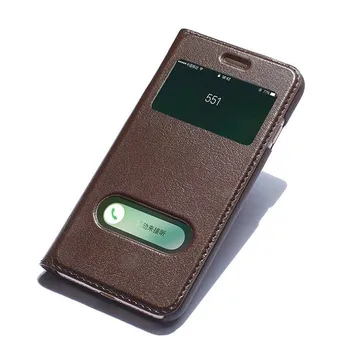 

Luxury Genuine Leather Case For iPhone 7 8 Plus Business Vintage View Window Standing Flip Case For iPhone 8 7 Plus Cover