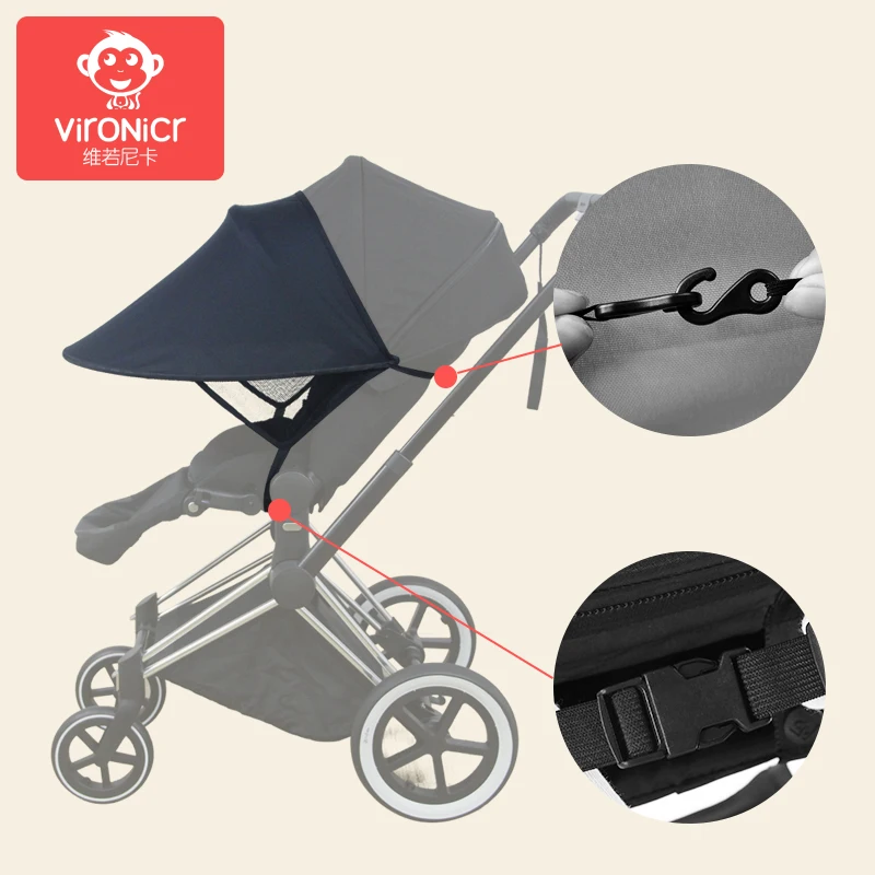 Universal Stroller Sun Shade Canopy Stroller Cover Awning Baby Carriage Pushchair Prams Buggy Visor Cover Wide Sun Shield Windproof Summer Anti-UV Umbrella Canopy Infant Trolley Parasol