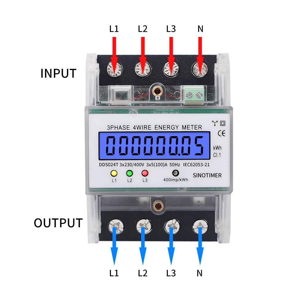 DDS024T 100A 400imp 50 гц жк-дисплей с подсветкой 3 фазы счетчик энергии КВТЧ цифровой счетчик с транспортной крышкой счетчик электроэнергии