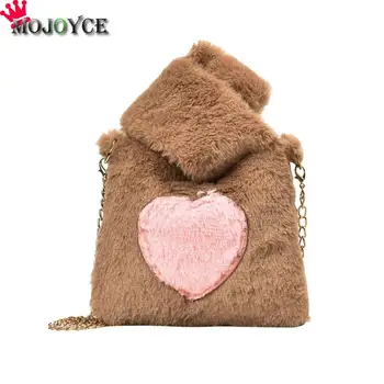 

Cute Plush Women Messenger Handbag Chain Love Heart Crossbody Shoulder Bags Bolsa Feminina Mujer