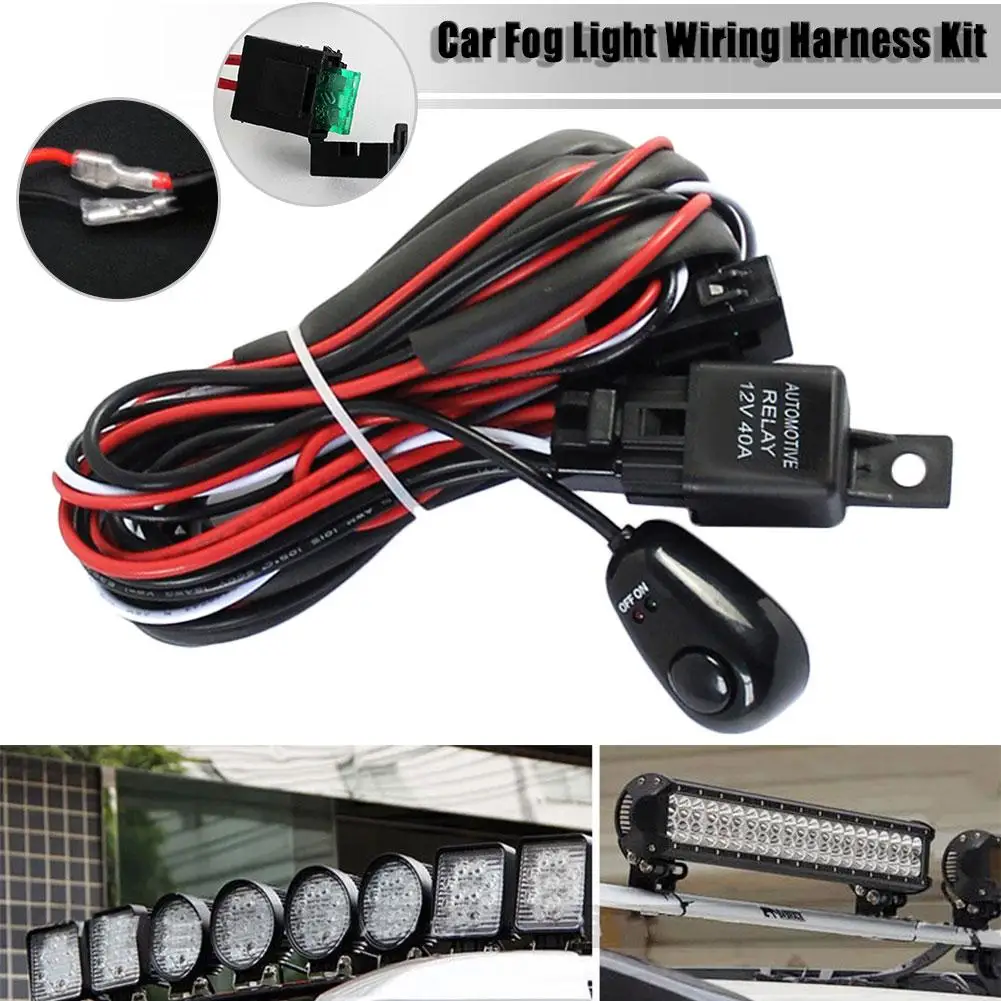 Universal 12V 40A Car Fog Light Wiring Harness Kit Loom For LED Work Driving Light Bar With Fuse And Relay Switch-in Cables, Adapters & Sockets from ...