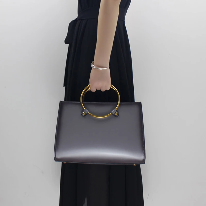 Модная женская сумка из натуральной кожи, женская сумка на плечо ручной работы, элегантная сумка-мессенджер через плечо с металлической ручкой