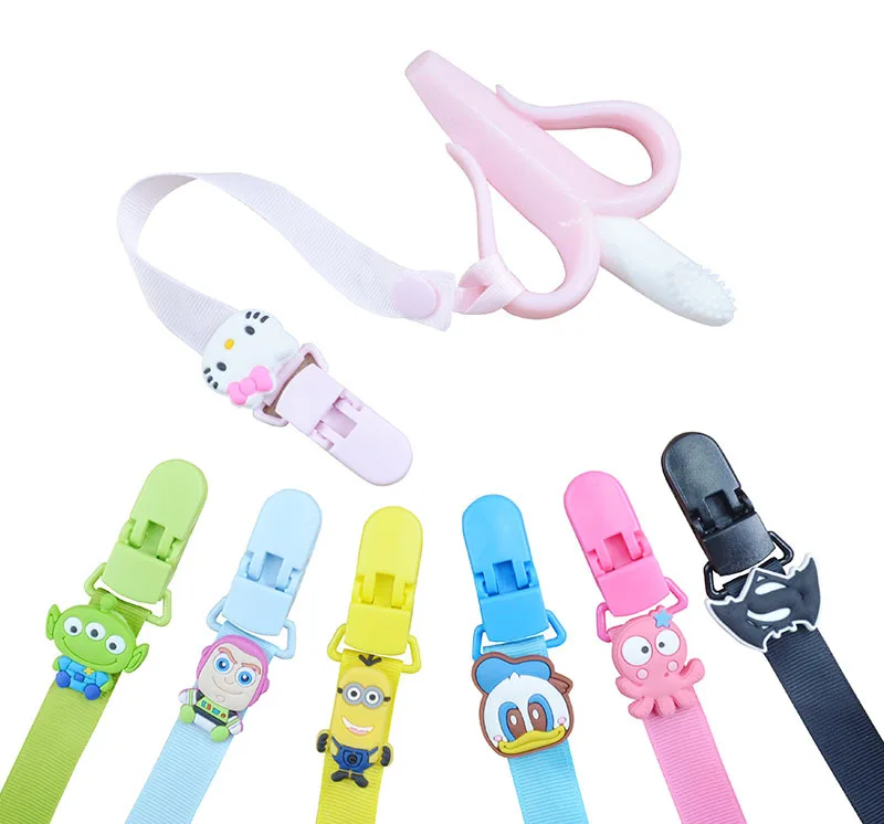 1 piece Baby Pacifier Clip Chain Silicone Famous Cartoon Pacifier Ribbon Chain Newborn Infant Teether Holder Chain 35cm