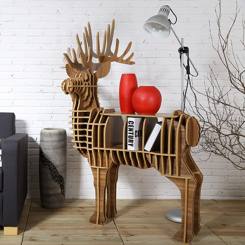 High-end Creative Wood Deer Table Furniture For Home Living Room Hotel Salon Decoration Chrtistmas Deer Europe Fashion TM001M