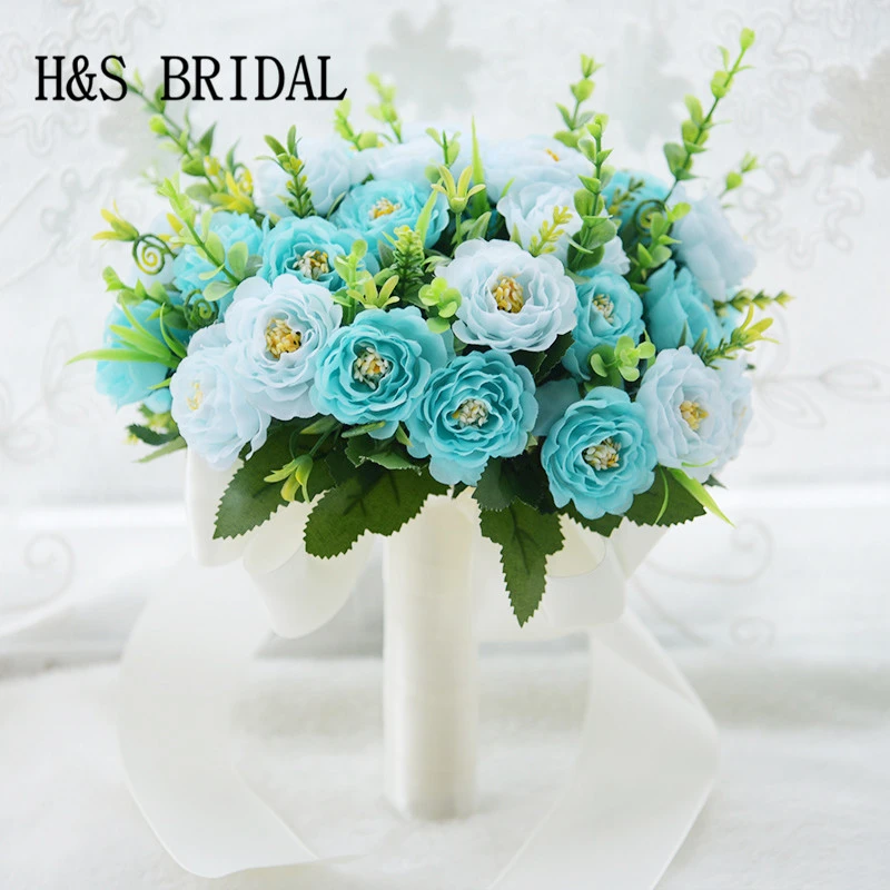 H & S ramo de flores artificiales para novia y dama de honor, ramo de novia,  4 colores, romántico, barato|Ramos de boda| - AliExpress