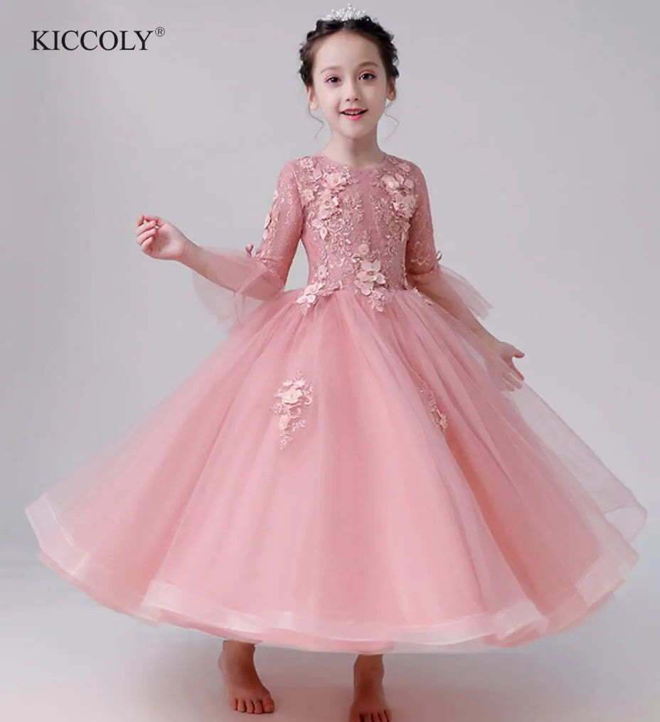 

Beaded Tulle Girl Dress Flower Girl Dress Party Pageant Appliques Lace Princess Wedding Dresses Girls First Communion Gown