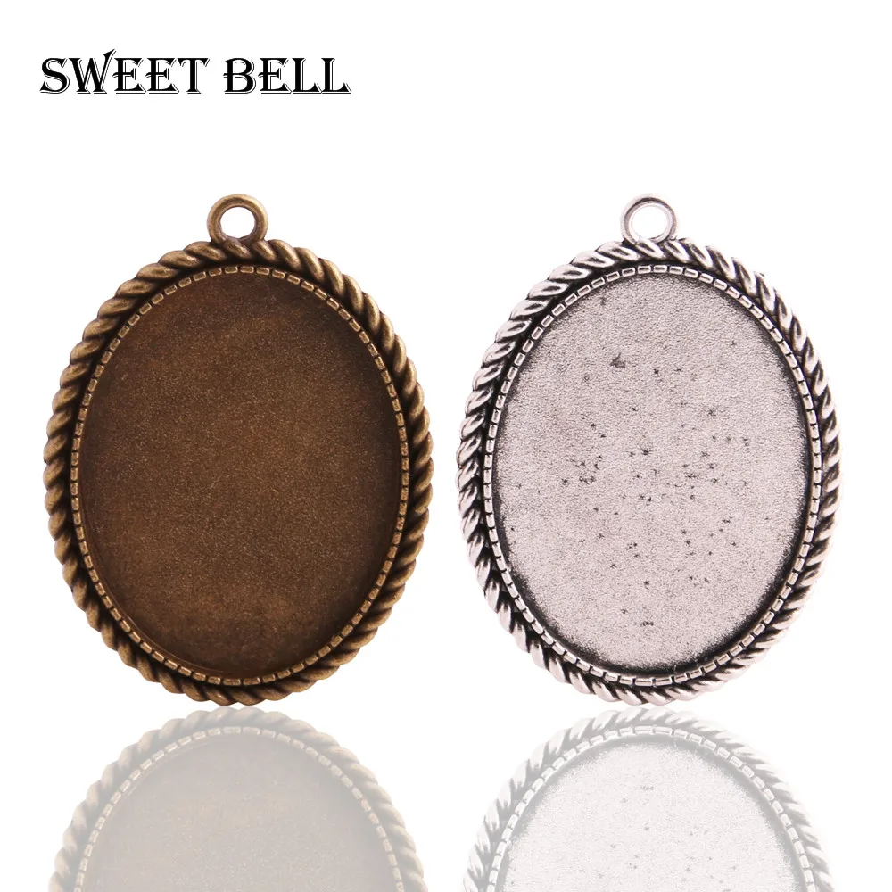 

Sweet Bell 8pcs Antique bronze Oval Cameo Filigree Pendant Blanks Settings (Fit 30*40mm Dia) Cabochon Pendant Settings 6D1068