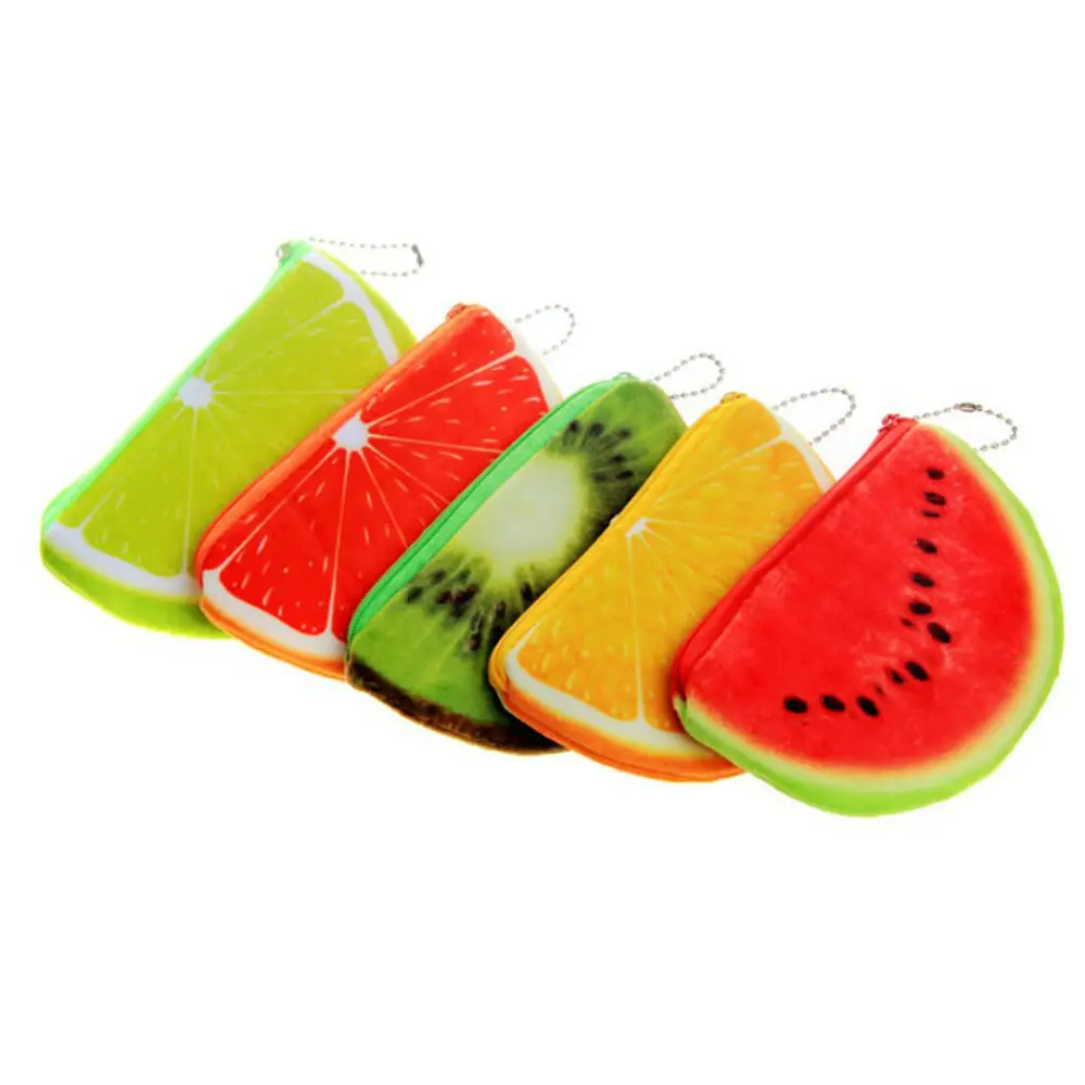 

orange watermelons semicircle Wallets 3D ladies purse soft printing fruit bags children clothes pouch for kids gift