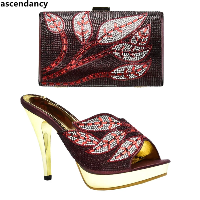 

Italian Ladies Shoes and Bags To Match Set Decorated with Rhinestone Ladies Shoe with Matching Bags Set Nigerian Women Shoes Bag