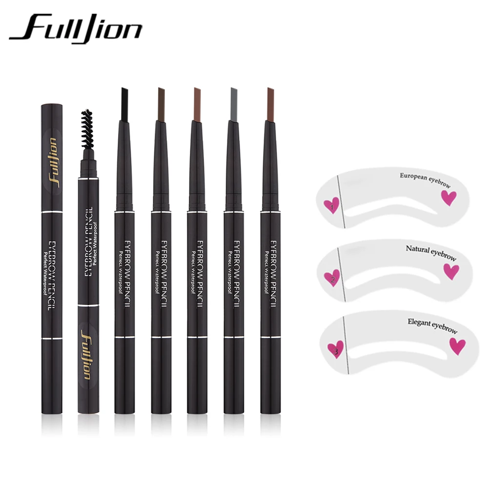 Fulljion двойной вращающийся карандаш для бровей с тушь для ресниц Кисть водостойкая долговечная ручка для бровей Трафарет набор для макияжа