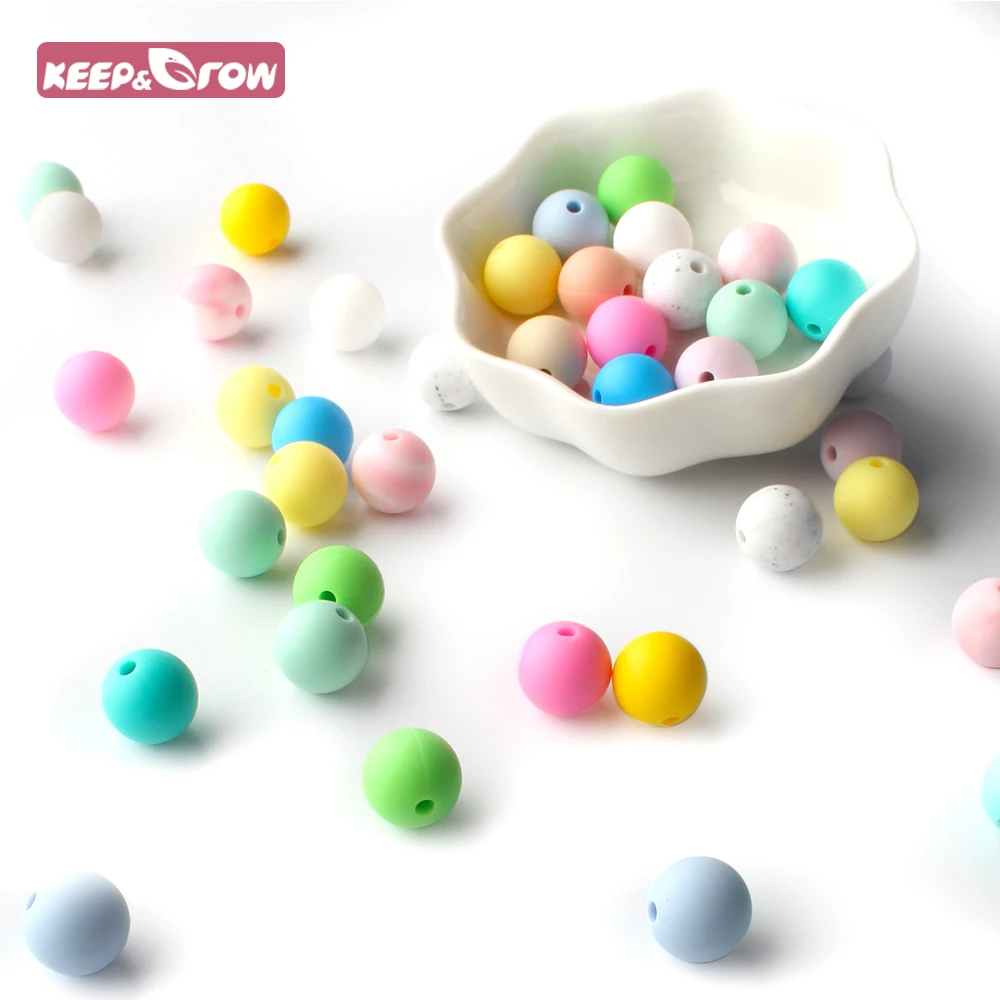 

Keep&Grow 100Pcs 12MM Silicone Round Beads BPA Free Perle silicone Baby Teething Beads Baby Teethers Infants Tooth Care Toys
