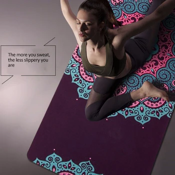 

5 MM Lotus Pattern Suede Yoga Mat Pad Non-slip Slimming Exercise Fitness Gymnastics Mat Body Building Esterilla Pilates
