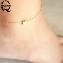Gold Plated Barefoot Star Chain Beach Jewelry Ankle Bracelet Anklet Barefoot Jewelry Bracelet On The Leg 2017 simple