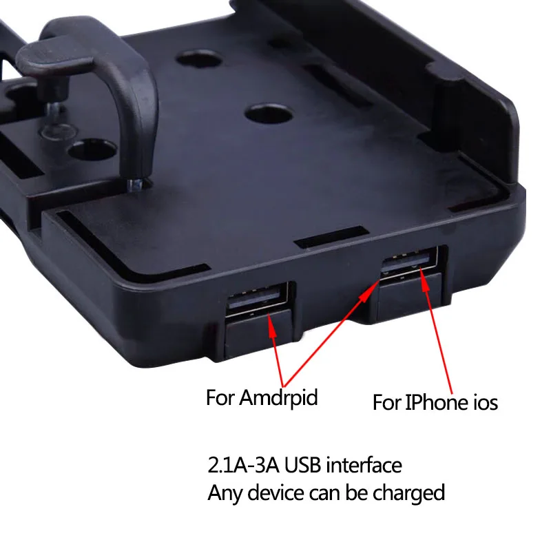 Black Mobile Phone Navigation Bracket USB Phone Charging Mobilephone Holder For BMW R1200GS LC Adventure 13-17 (3)