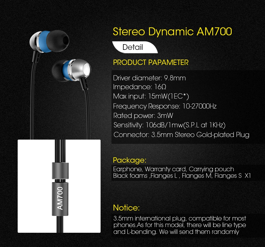 Astrotec AM700 динамические стереонаушники Hi Fi наушники вкладыши 3 5 мм гарнитура для