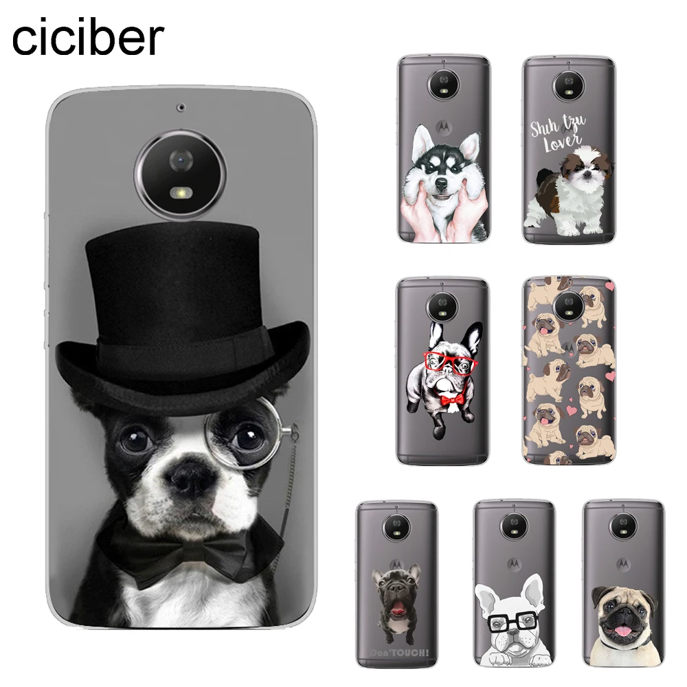 

ciciber Cute Pug Bulldog Cover For Motorola Moto ONE C Z2 Z3 G5 G4 G5S G6 P30 E3 E4 E5 Plus Play Power X4 M Phone Cases Soft TPU