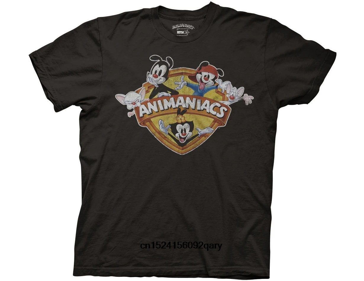 

Men Funny T Shirt Women Cool tshirt Animaniacs Shield Logo With Pinky & The Brain Adult T-Shirt