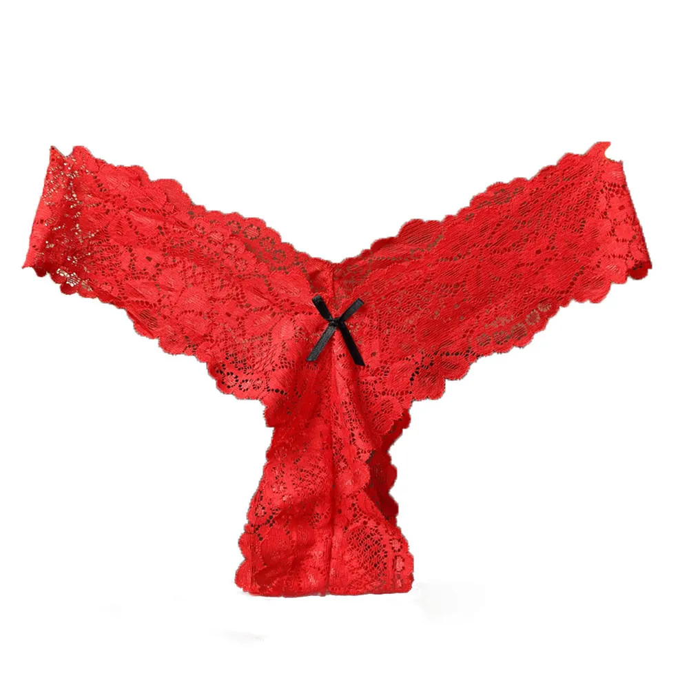 

2019 Lace Low Waist V-String G-String Underwear sexy Solid Women Thong underpants lace briefs Tanga de encaje de las senoras cp