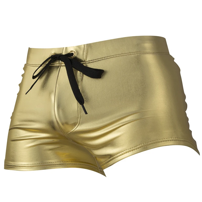 

Men Swimming Pool Trunks Metal Color Surf Sexy Swim Shorts Boxers Men Sports Swimwear Swimsuits Beach Board Wear